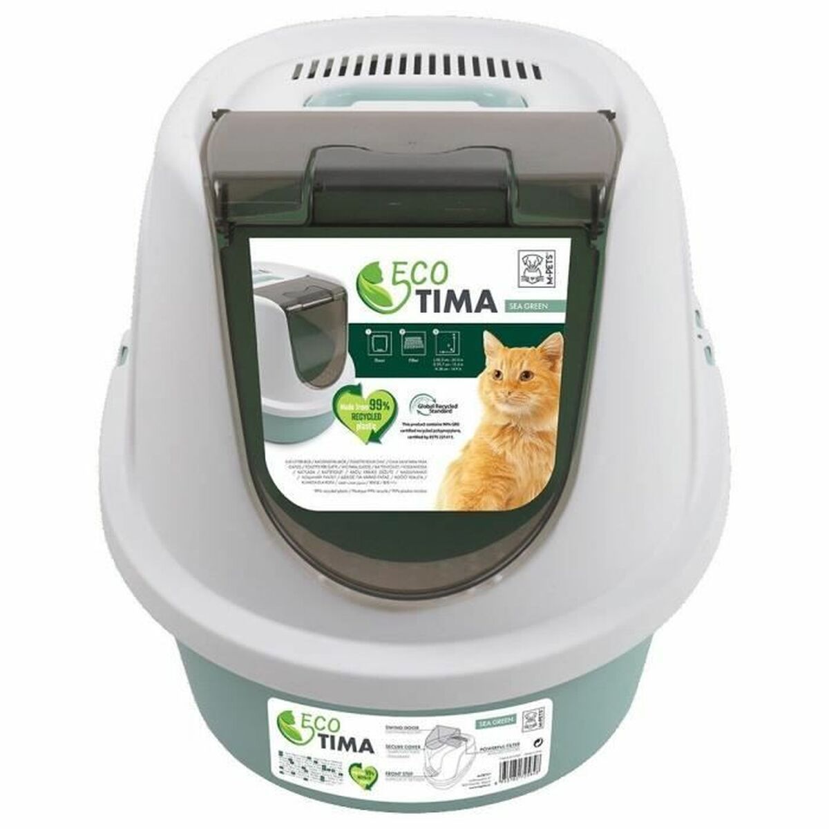 Kattlåda MPETS Grön Återvunnen plast - 2