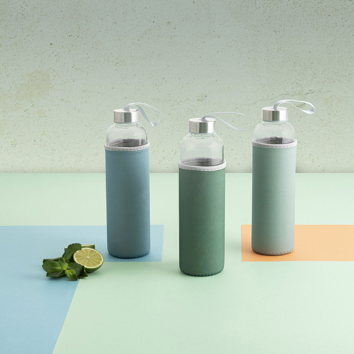Vattenflaska Quid Quidate Blå Glas 600 ml (12 antal) - 2
