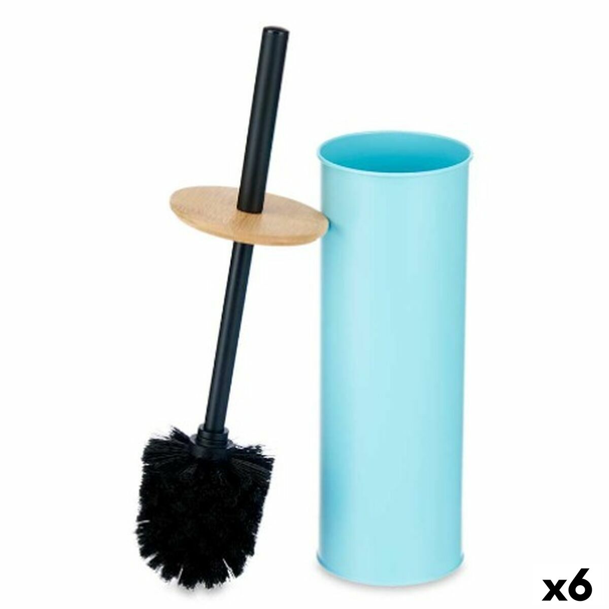 Toalettborste Blå Metall Bambu Plast 9,5 X 27 X 9,5 cm (6 antal) - 3