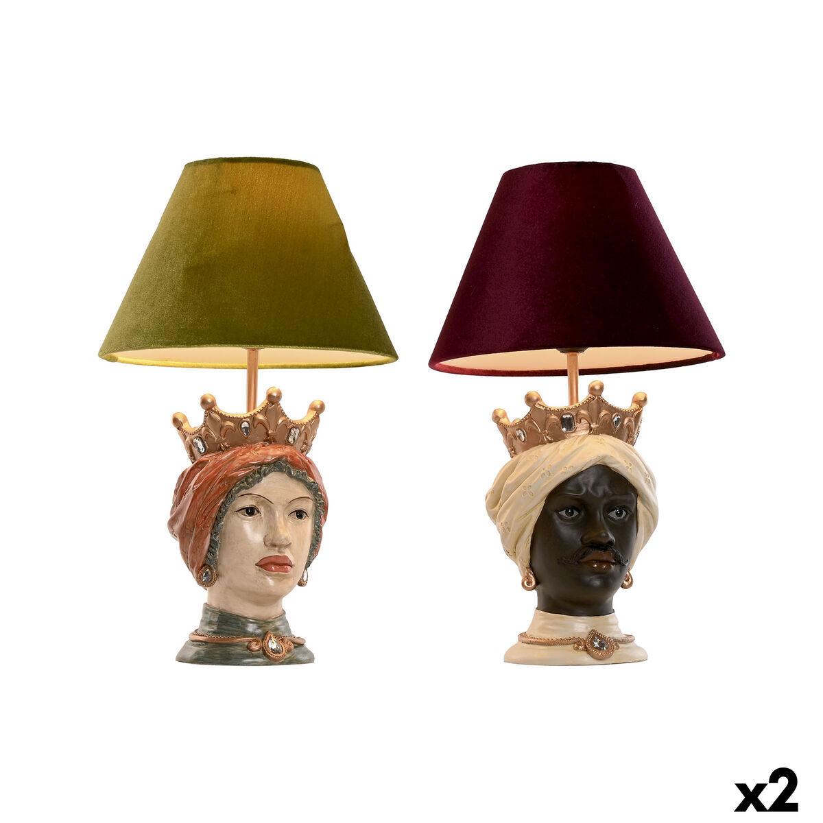 Bordslampa Home ESPRIT Multicolour Harts 26 x 26 x 43 cm (2 antal) - 7