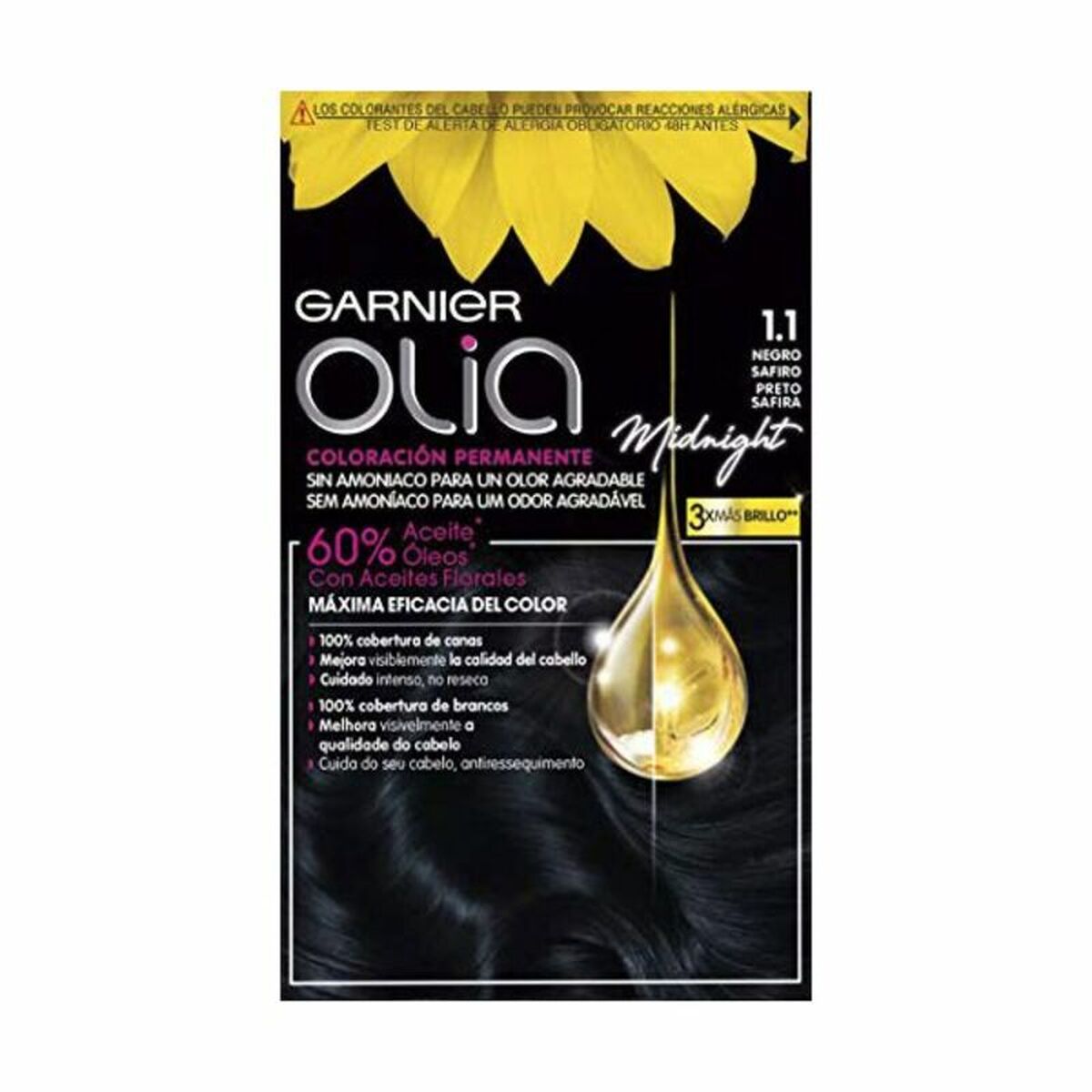 Permanent färg Garnier Olia Nº 1,10 Black Sapphire (1 antal)