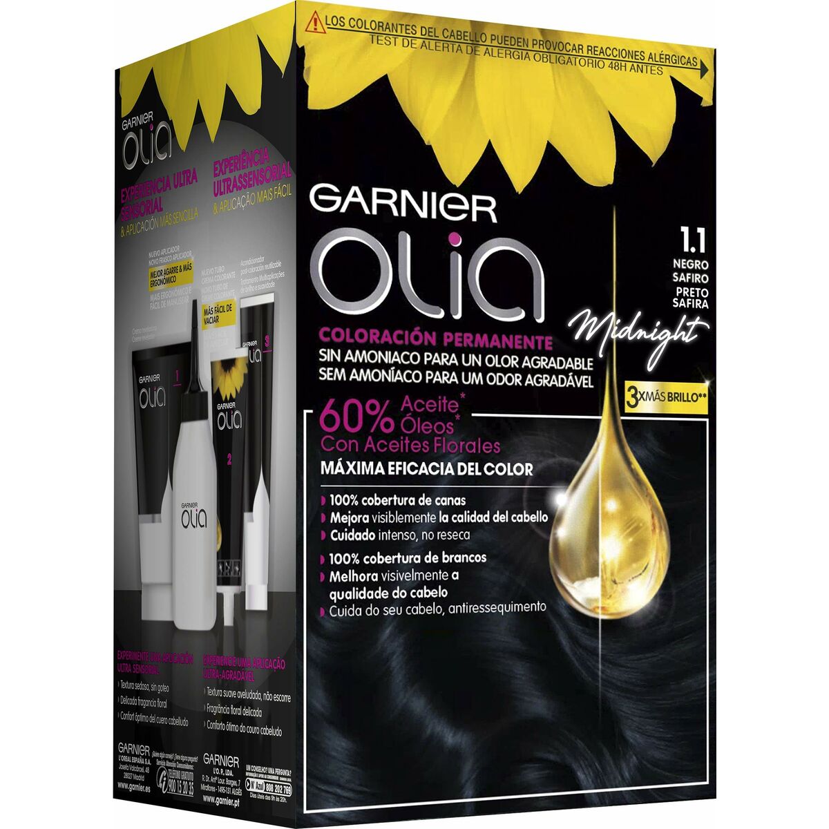 Permanent färg Garnier Olia Nº 1,10 Black Sapphire (1 antal) - 2