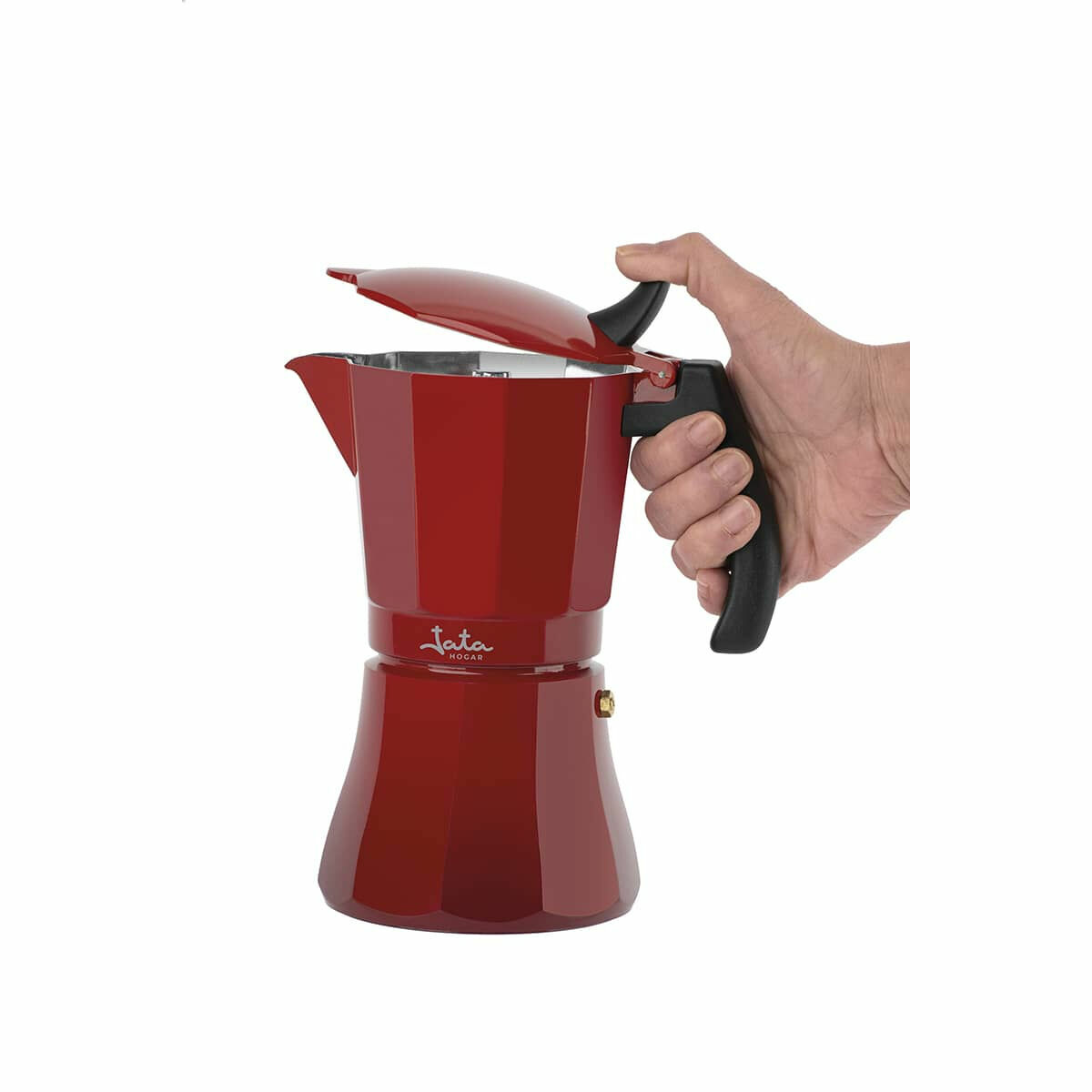 Italiensk Kaffepanna JATA Cafetera de inducción roja vulcano Röd Aluminium 12 Csészék (1 antal) - 2