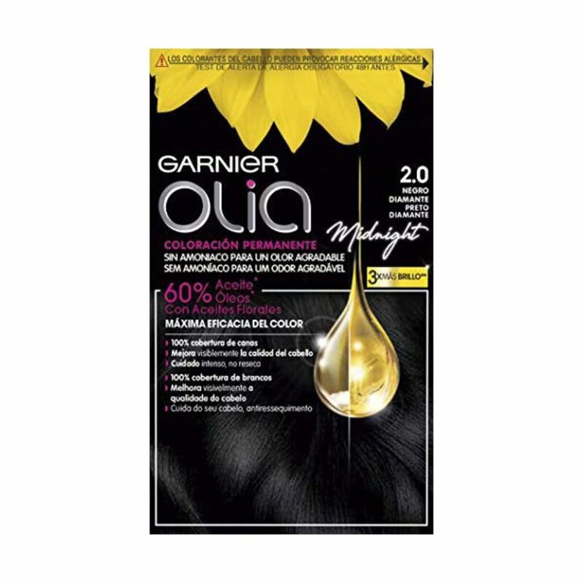 Permanent färg Garnier Olia Nº 2.0 Black Diamond Platinablont (1 antal)