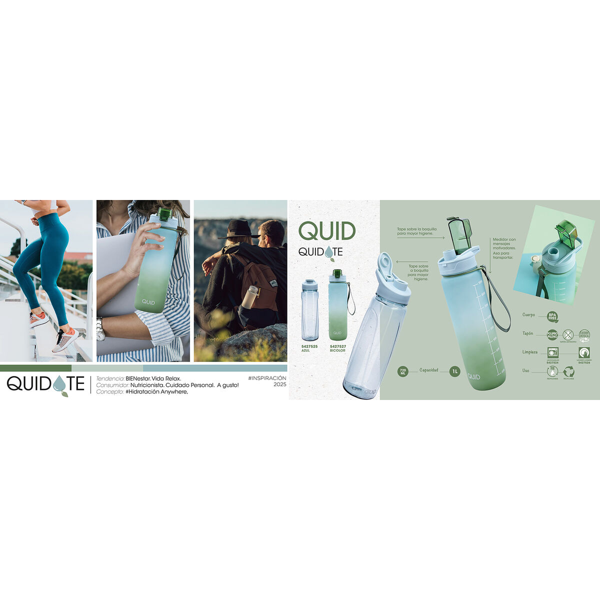 Vattenflaska Quid Quidate Blå Plast 720 ml (12 antal) - 2