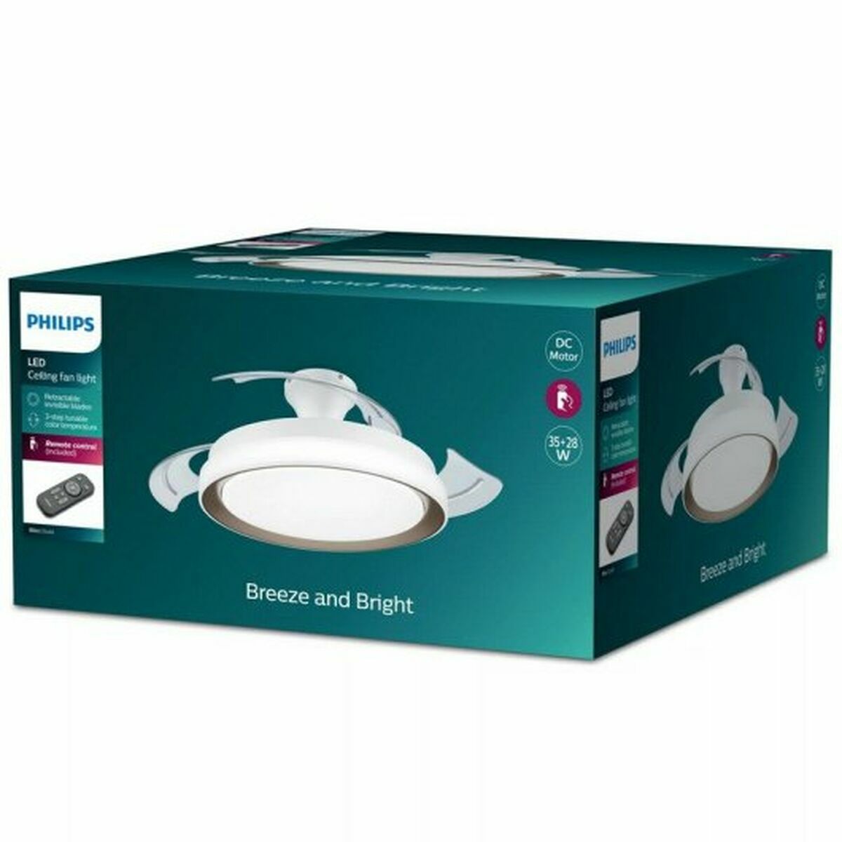 Takfläkt med belysning Philips 929004081801 Vit Gyllene (4000 K) (2700 K) - 2