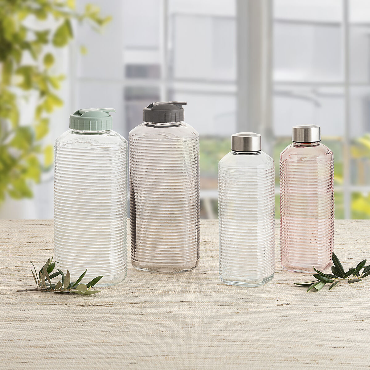 Vattenflaska Quid Velvet Rosa Glas 1 L (12 antal) - 2