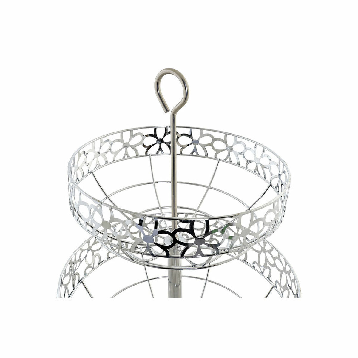 Fruktskål DKD Home Decor Silver Metall Virágok (28 x 28 x 39 cm) - 2