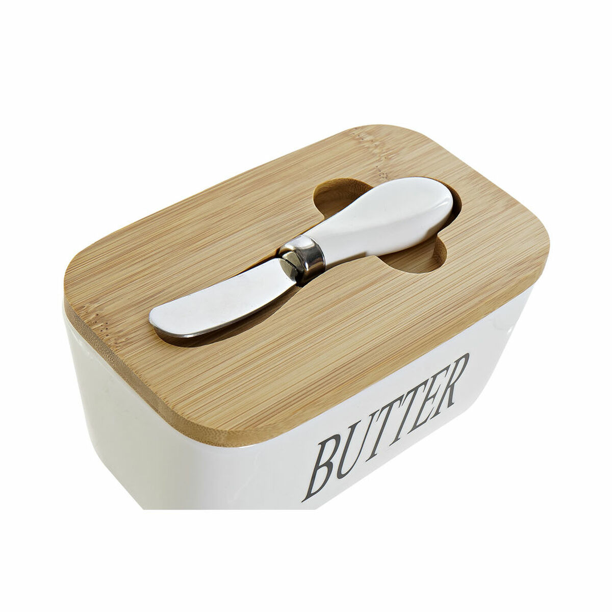 Smörbytta DKD Home Decor Bambu Porslin 16,5 x 10 x 8 cm