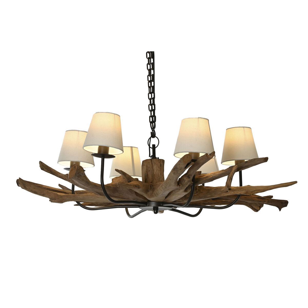 Taklampa Home ESPRIT Järn teakträ 130 X 130 X 35 cm - 6