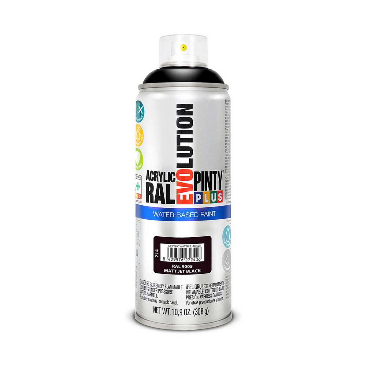 Sprejfärg Pintyplus Evolution RAL 9005 400 ml Matt Vattenbaserat Jet Black - 4