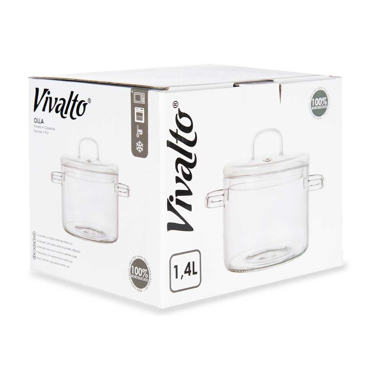 Gryta med lock Vivalto TP-HM05-1400/BHA1 Transparent Borosilikatglas 14,5 x 15,8 x 20 cm - 2
