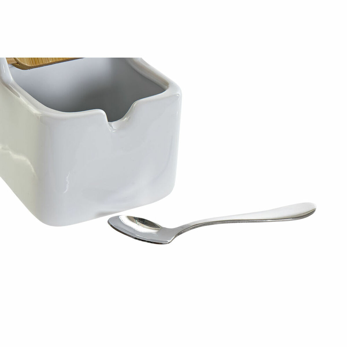 Sockerströare DKD Home Decor Vit Grundläggande Bambu Dolomite (10,5 x 8 x 8 cm) - 2