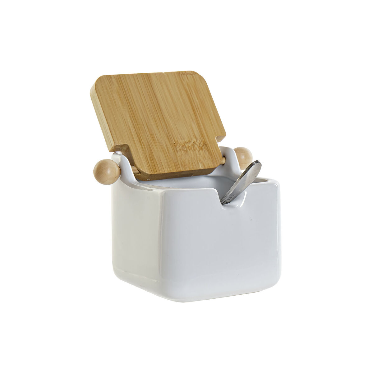 Sockerströare DKD Home Decor Vit Grundläggande Bambu Dolomite (10,5 x 8 x 8 cm)