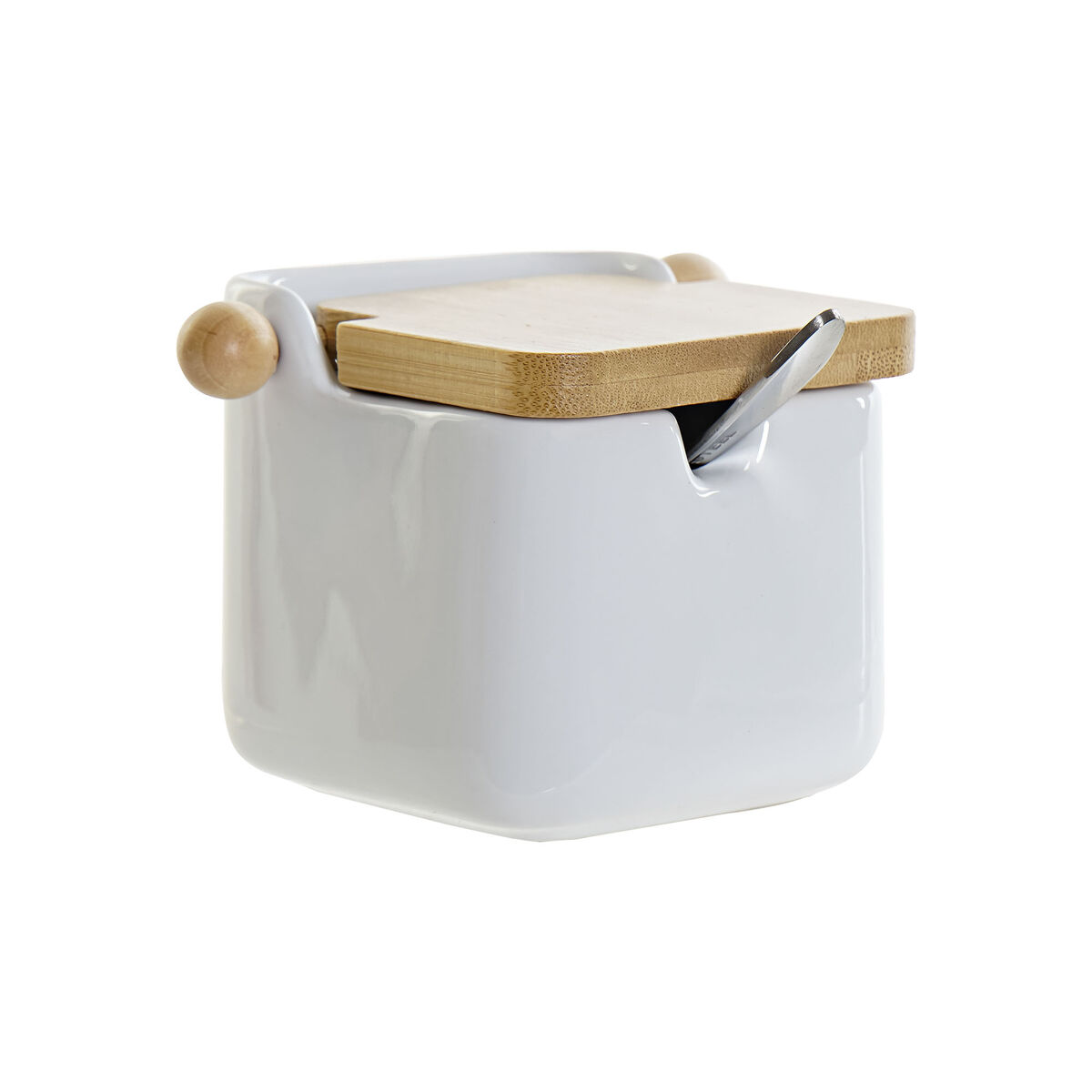 Sockerströare DKD Home Decor Vit Grundläggande Bambu Dolomite (10,5 x 8 x 8 cm) - 3