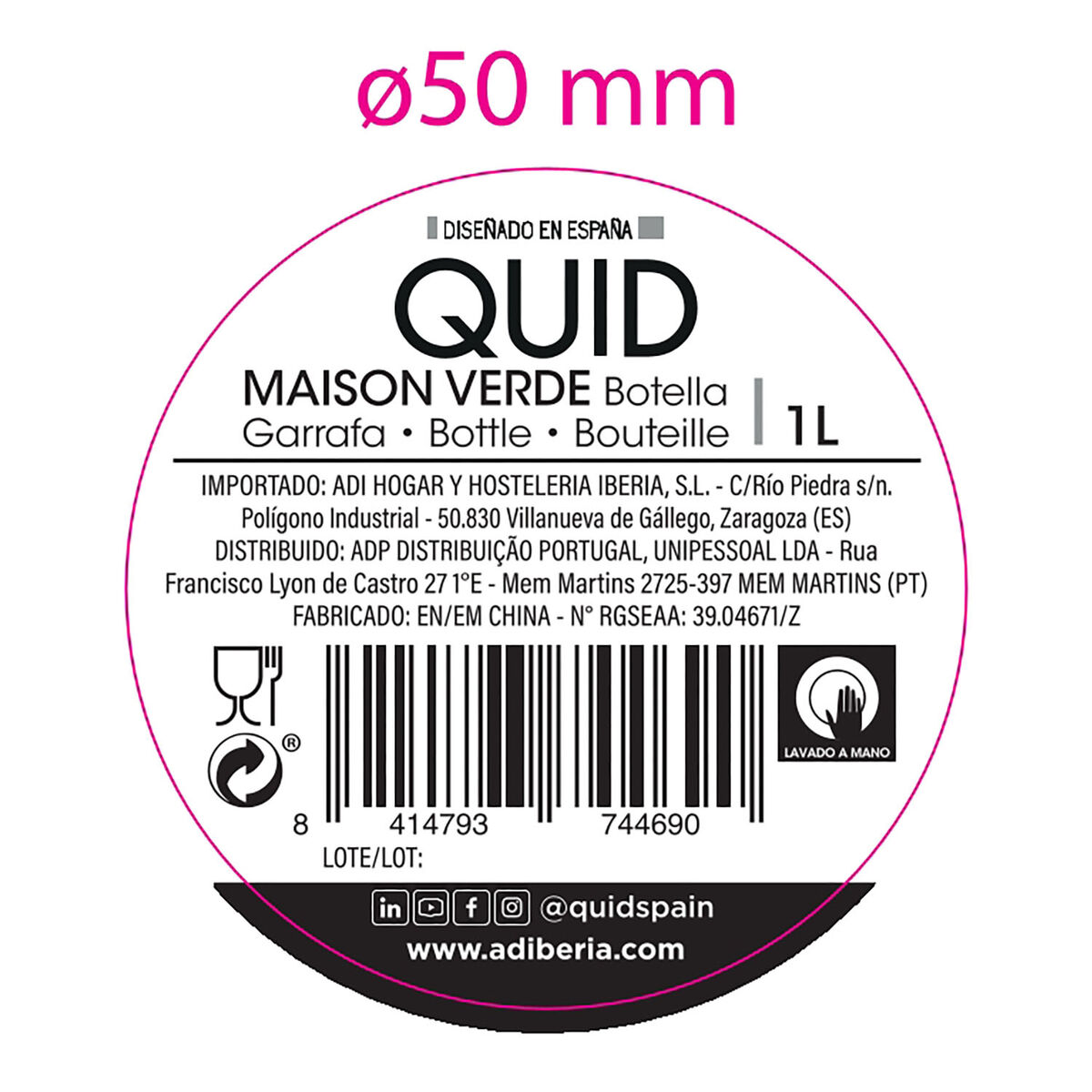 Vattenflaska Quid Maison Grön Glas 1 L (12 antal) - 3