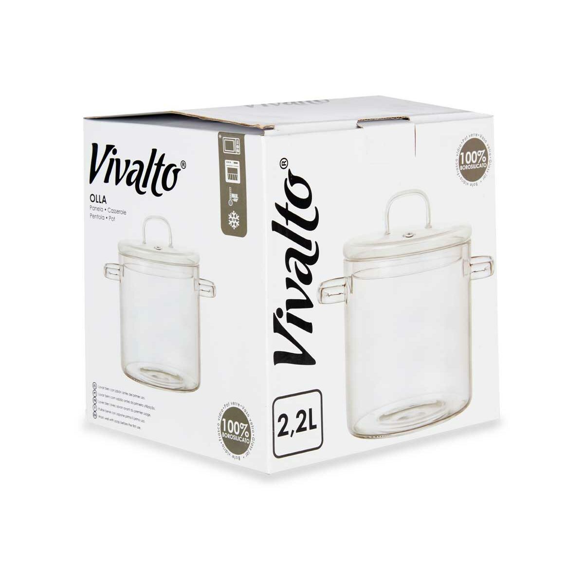 Gryta med lock Vivalto Transparent Borosilikatglas 15,3 x 19,5 x 21 cm - 2