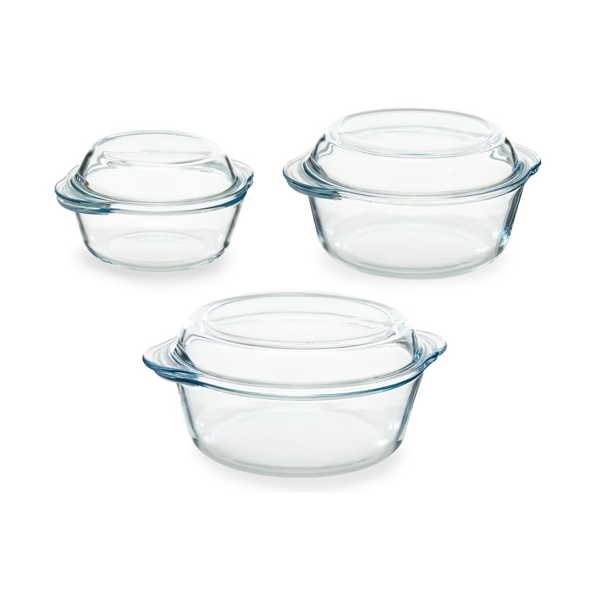 Kastrull 3 Delar Transparent Borosilikatglas