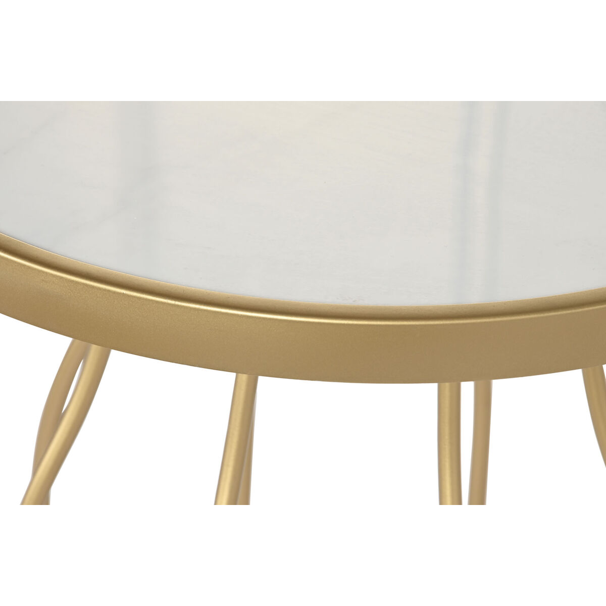 Sidobord DKD Home Decor Vit Gyllene Metall Skiffer 49 x 49 x 60,5 cm - 2