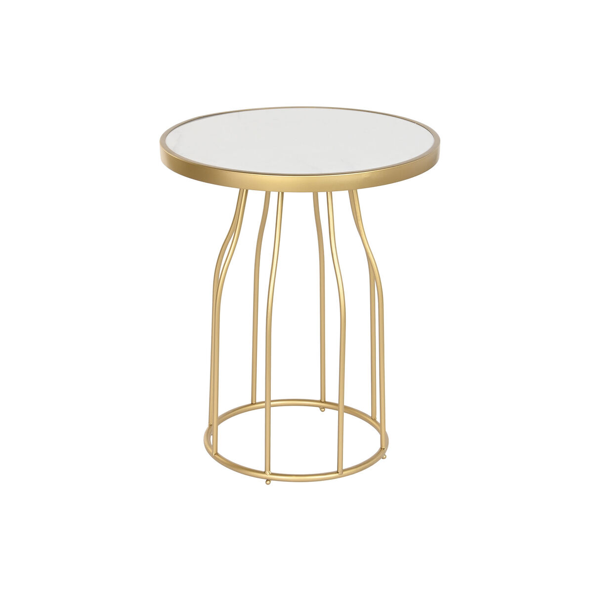 Sidobord DKD Home Decor Vit Gyllene Metall Skiffer 49 x 49 x 60,5 cm
