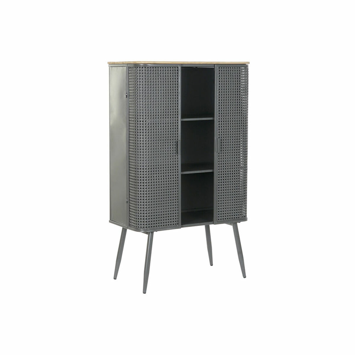 Bokhylla DKD Home Decor Naturell Grå Metall Trä 2 Hyllor (79 x 39 x 133 cm) - 3