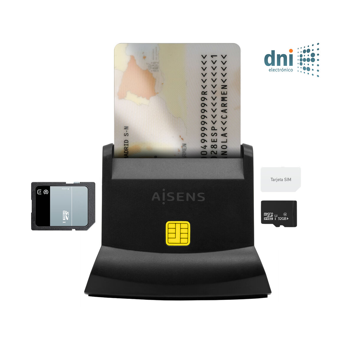 Kortläsare DNI/SIP Aisens ASCR-SN04CSD-BK Svart - 2