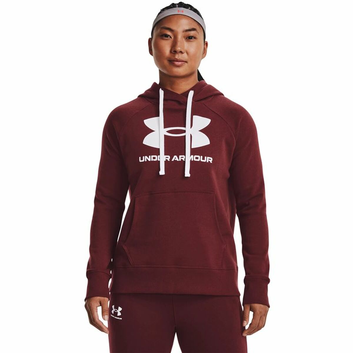 Tröja med huva Dam Under Armour Rival Fleece Rödbrun - 3