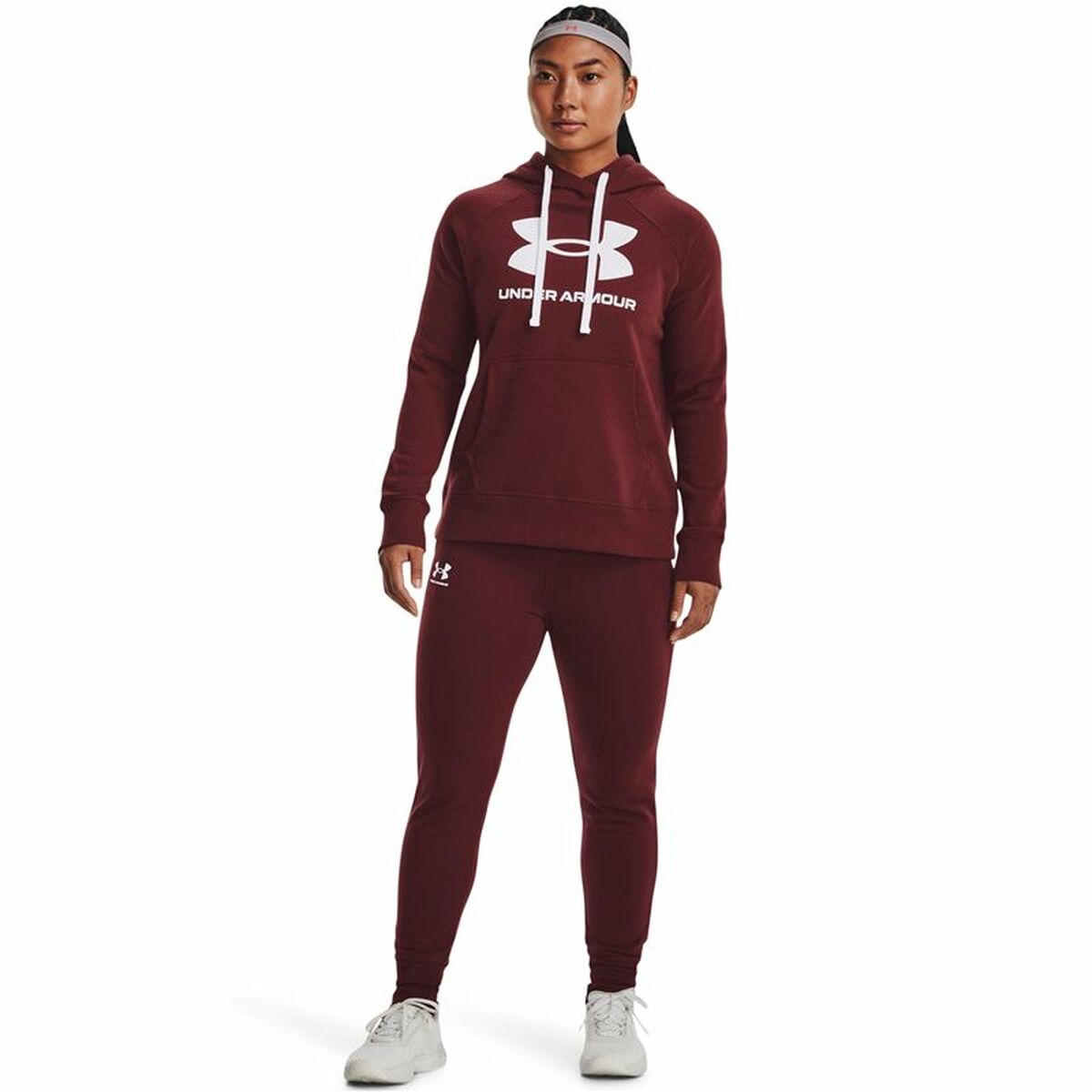 Tröja med huva Dam Under Armour Rival Fleece Rödbrun - 5