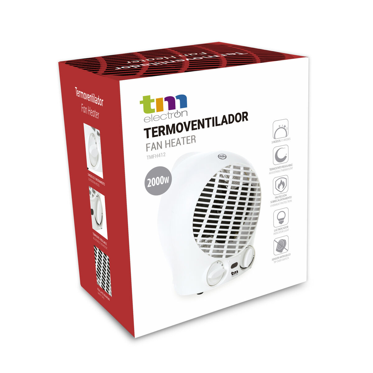Bärbar värmefläkt TM Electron 1000-2000 W - 2