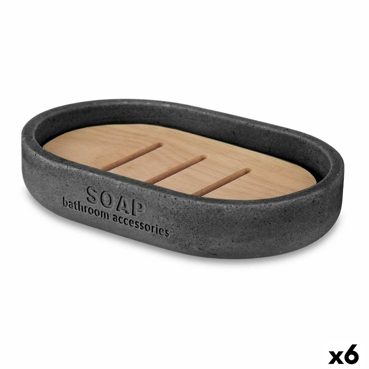 Tvålfat Berilo B5456BC-4 - 454 Svart Harts Bambu 12,5 x 2,5 x 8,5 cm (6 antal)