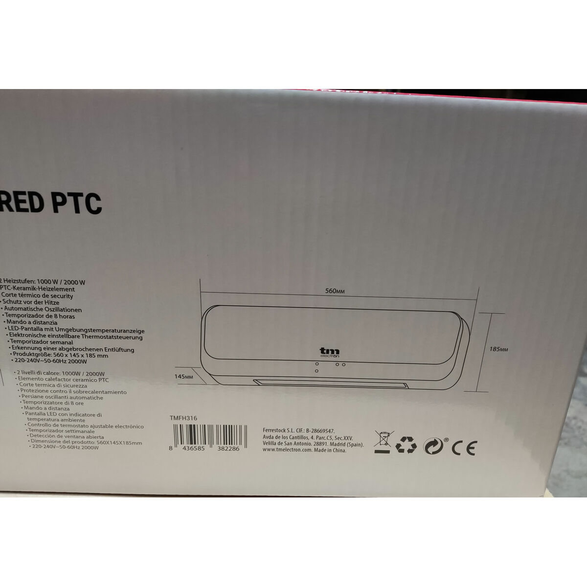 Värmeelement TM Electron 2000 W Svart/Vit Elektrisk Vägg - 6