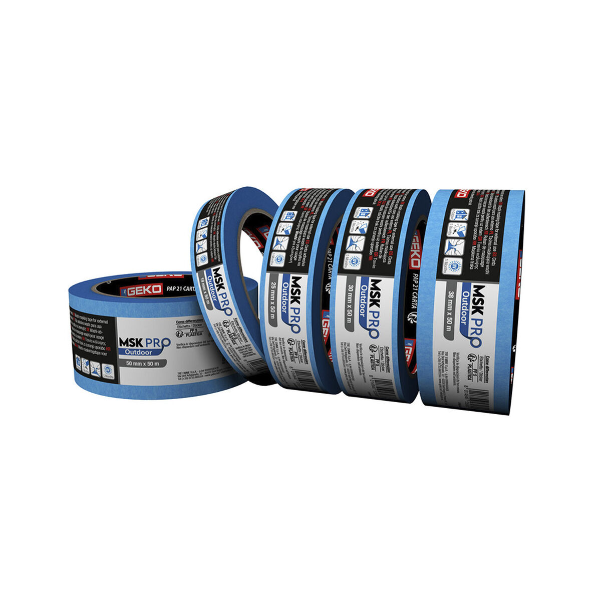 Maskeringstejp Geko msk pro outdoor Blå 19 mm x 50 m