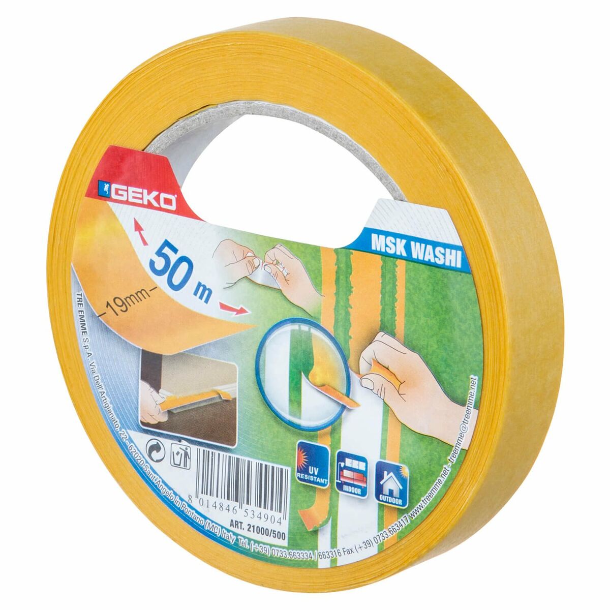 Maskeringstejp Geko msk washi Orange 19 mm x 50 m
