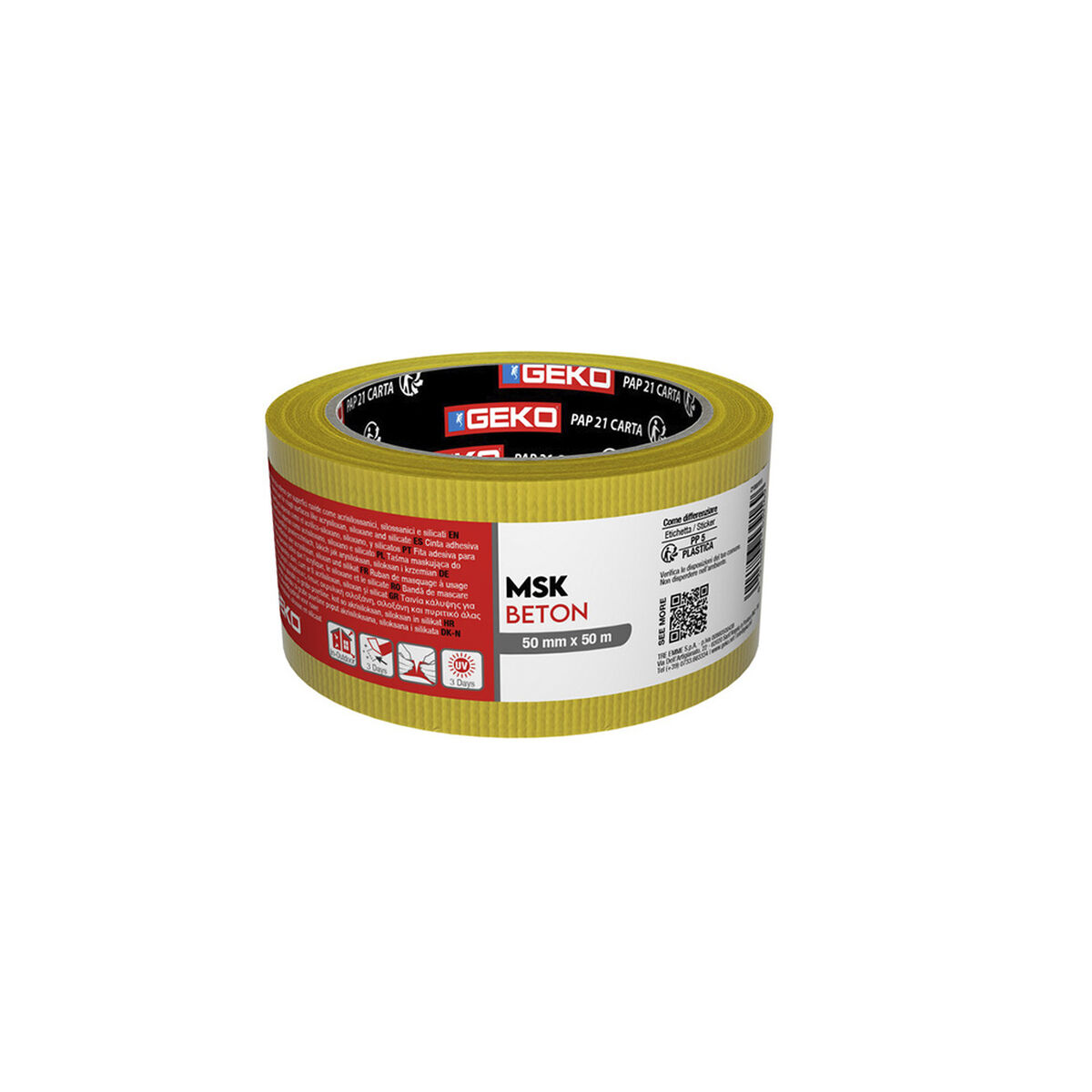 Maskeringstejp Geko 50 m x 50 mm 50 mm x 50 m Extern