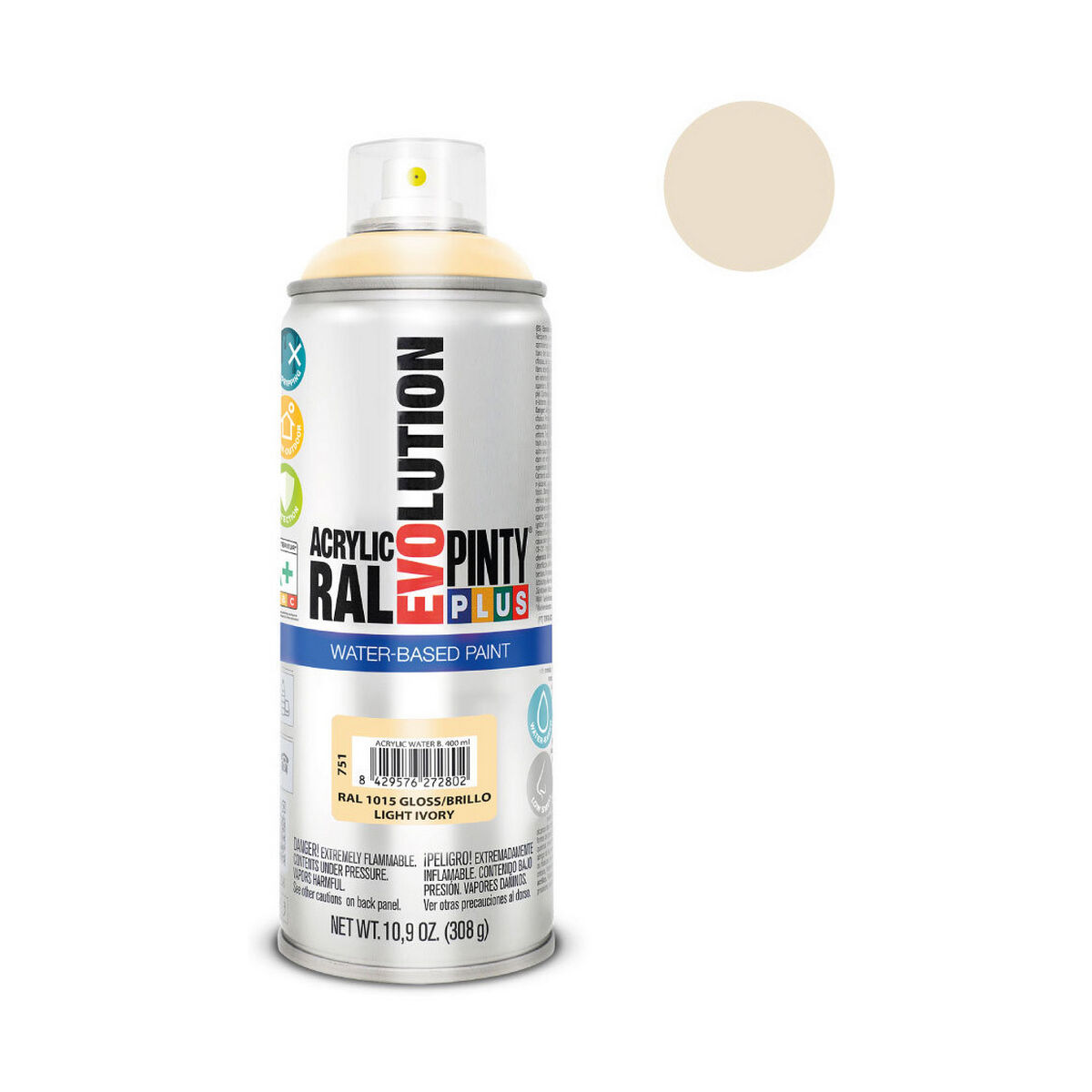 Sprejfärg Pintyplus Evolution RAL 1015 400 ml Vattenbaserat Light Ivory - 2