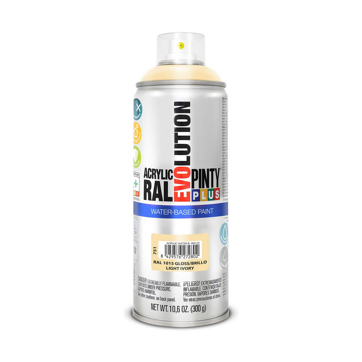 Sprejfärg Pintyplus Evolution RAL 1015 400 ml Vattenbaserat Light Ivory - 3