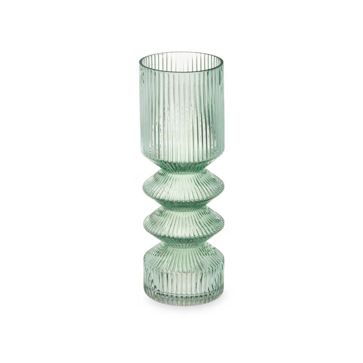 Vas Gift Decor Grön Glas Ränder 8 x 23 x 8 cm (8 antal) - 3