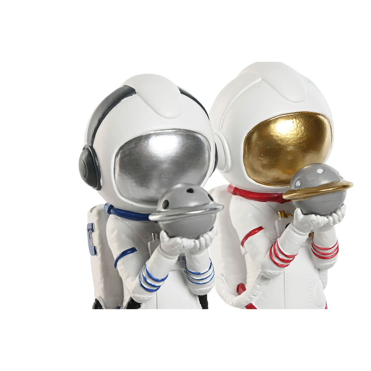 Prydnadsfigur Home ESPRIT Blå Vit Röd Gyllene Kvinna Astronaut 11 x 7 x 25 cm (2 antal) - 2