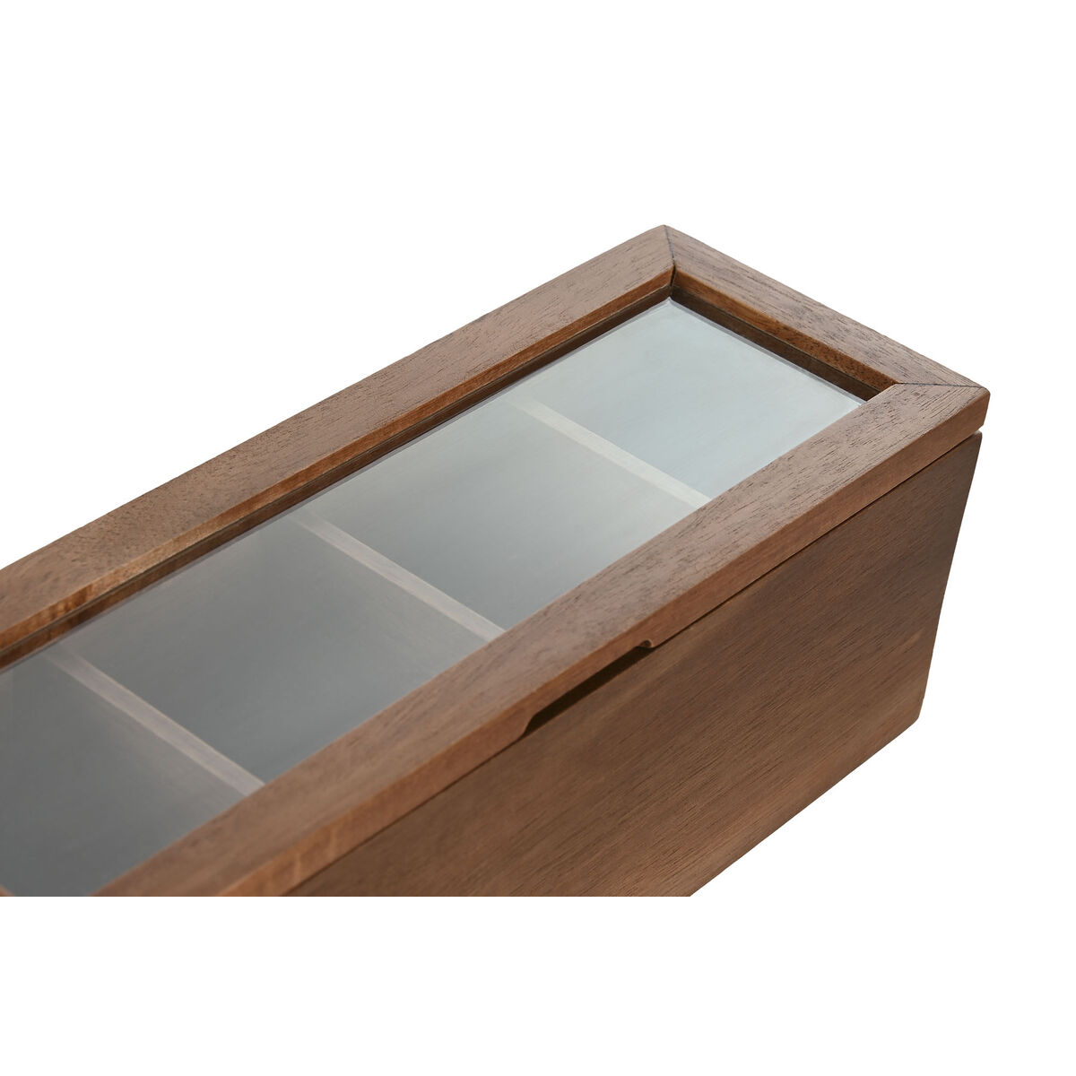 Låda för örtte Home ESPRIT Naturell Glas Akaciaträ 26,5 x 9 x 9 cm - 2