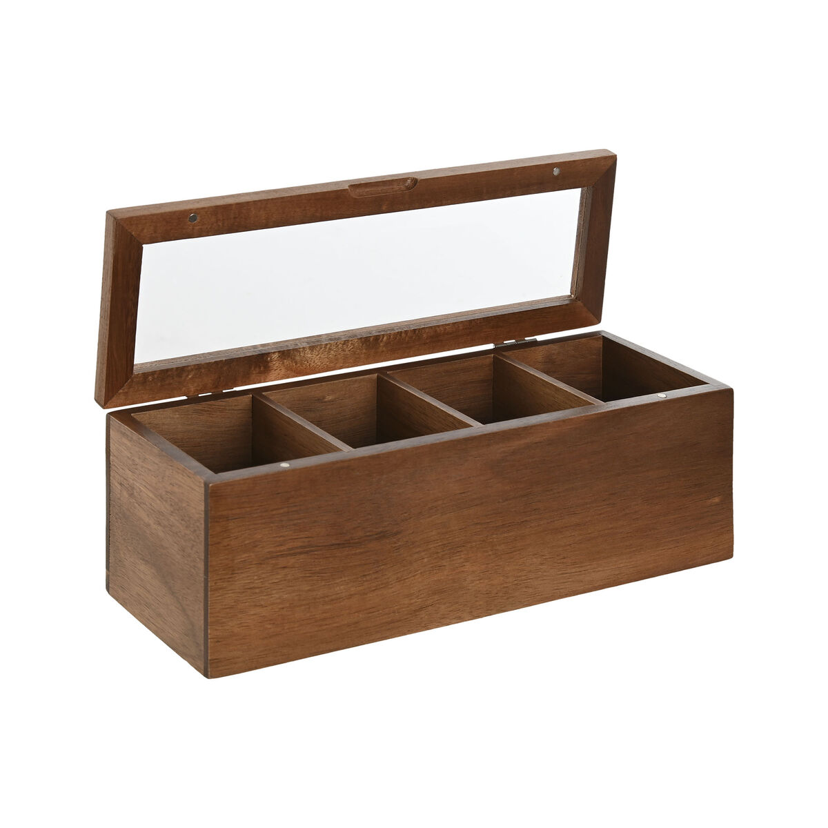 Låda för örtte Home ESPRIT Naturell Glas Akaciaträ 26,5 x 9 x 9 cm - 3