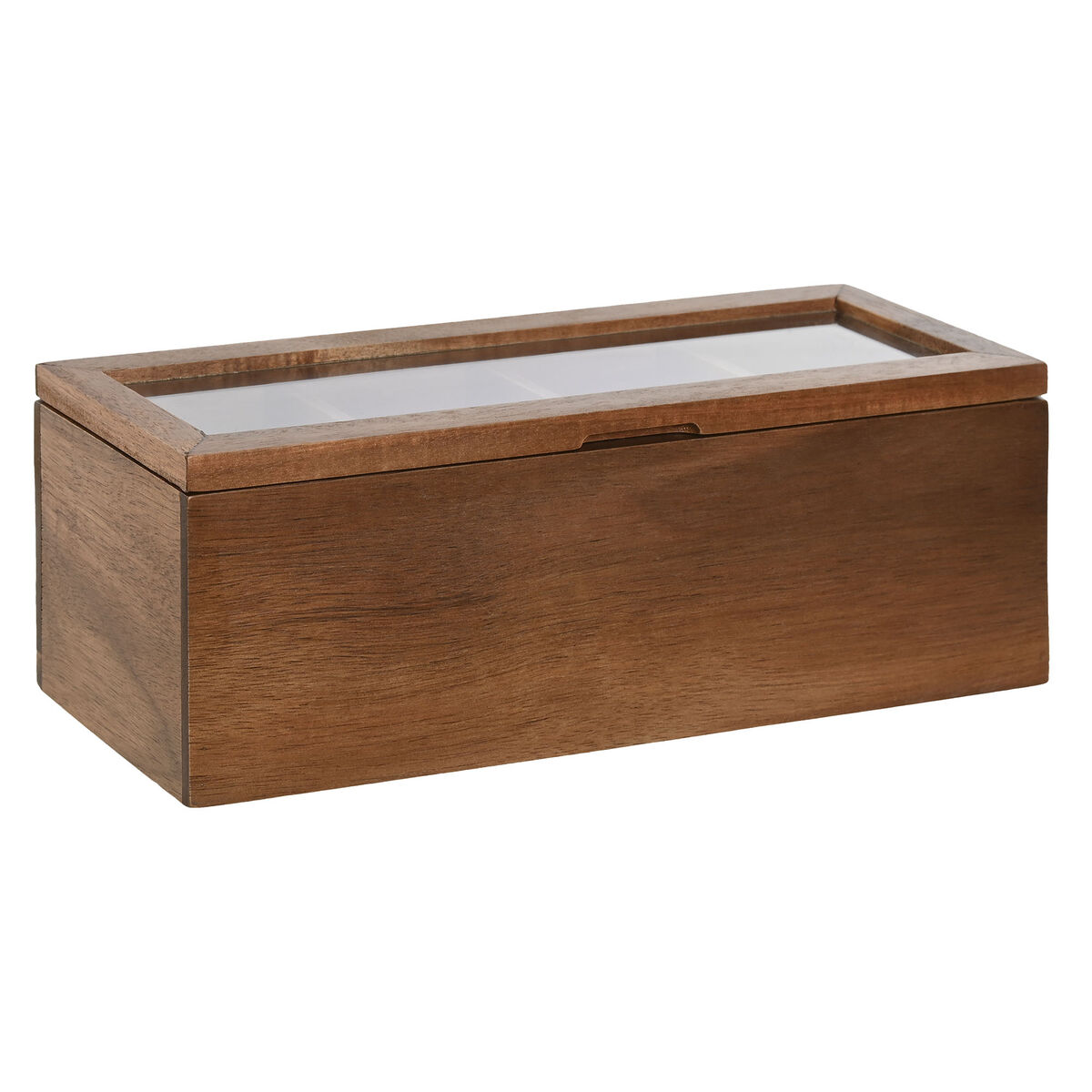 Låda för örtte Home ESPRIT Naturell Glas Akaciaträ 26,5 x 9 x 9 cm
