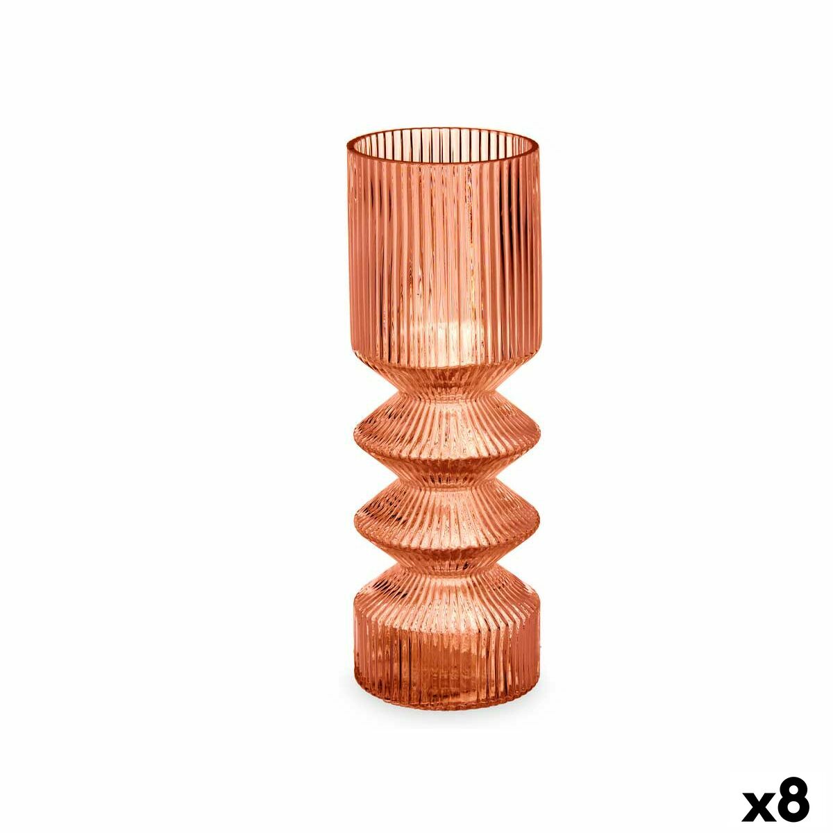 Vas Gift Decor Orange Takpanna Glas Ränder 8 x 23 x 8 cm (8 antal)