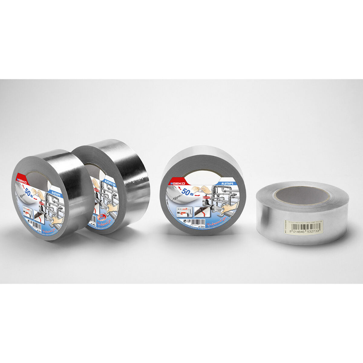 Isoleringstejp Geko 50 mm x 50 m Aluminium Silvrig - 6