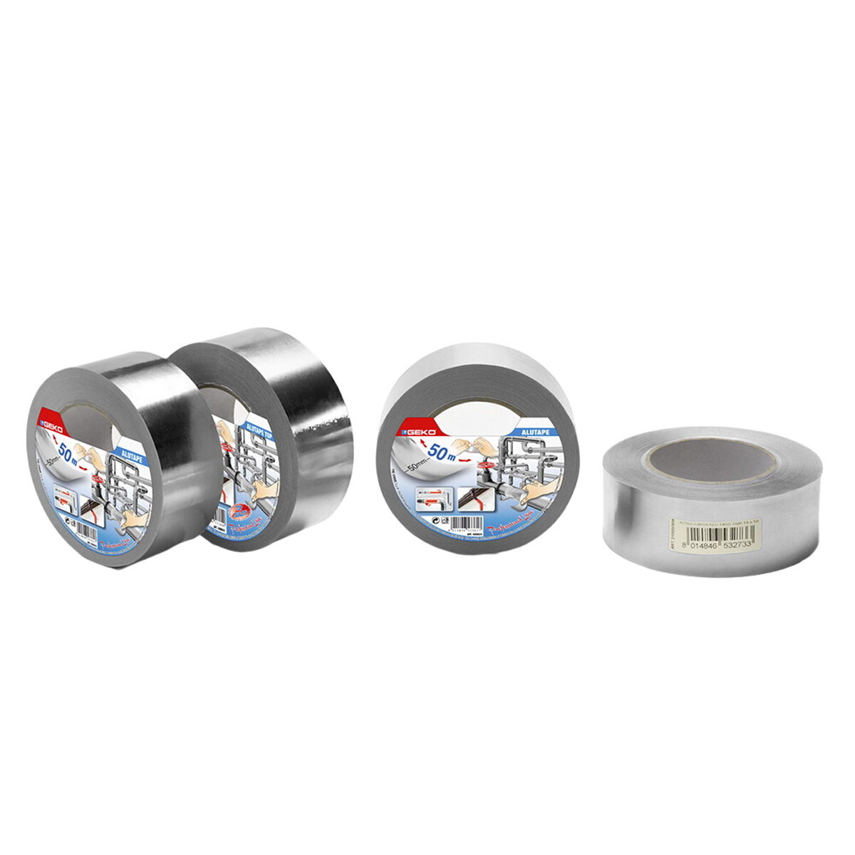 Isoleringstejp Geko 50 mm x 50 m Aluminium Silvrig - 5