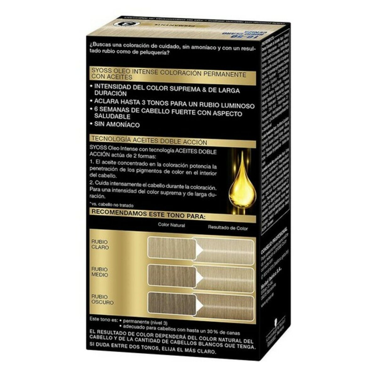 Permanent färg Syoss Olio Intense Ljust askblont Nº 10,50 Platinablont Nº 10.50 - Rubio Claro Ceniza - 2