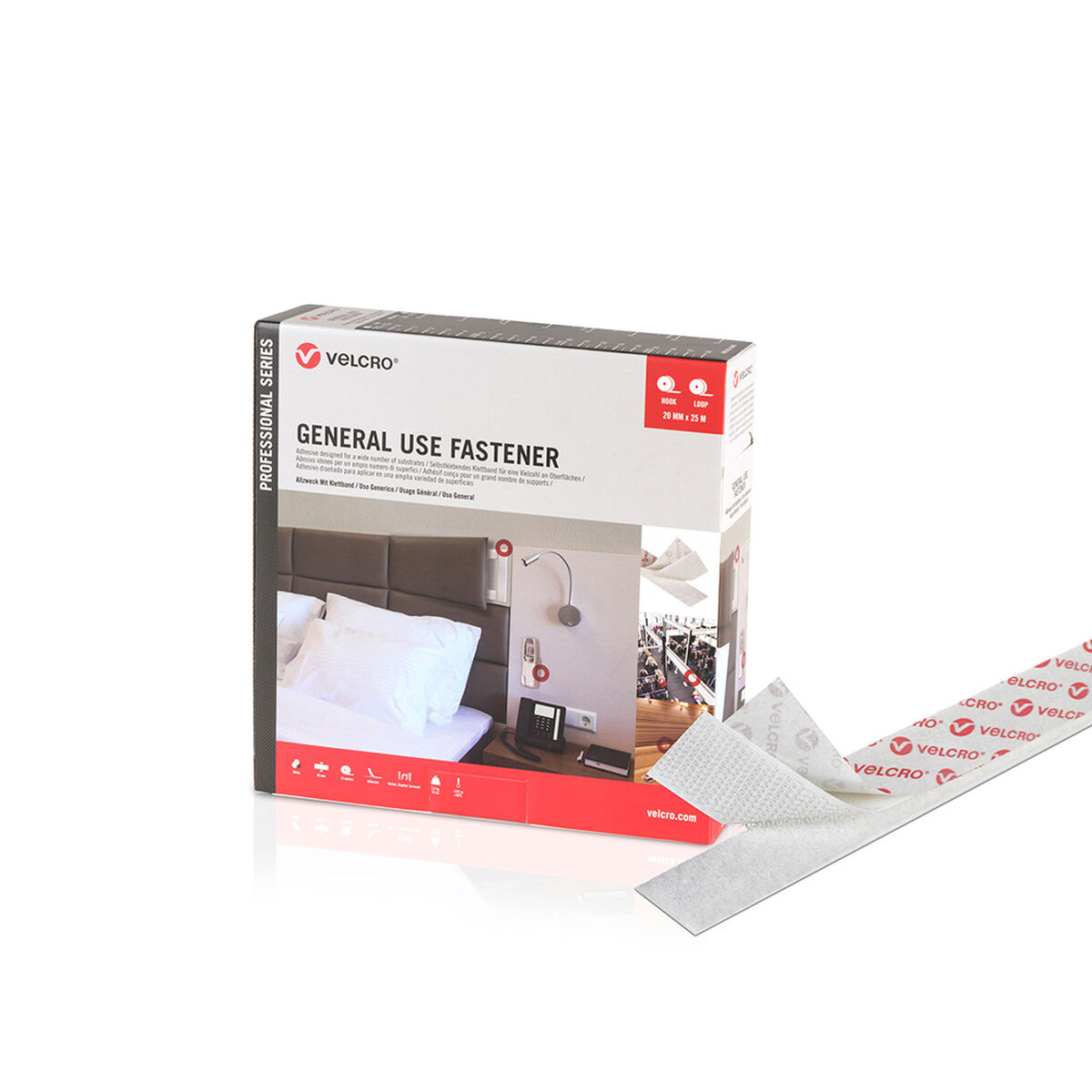 Dubbelsidig Tejp Velcro Vit 20 mm x 25 m - 7