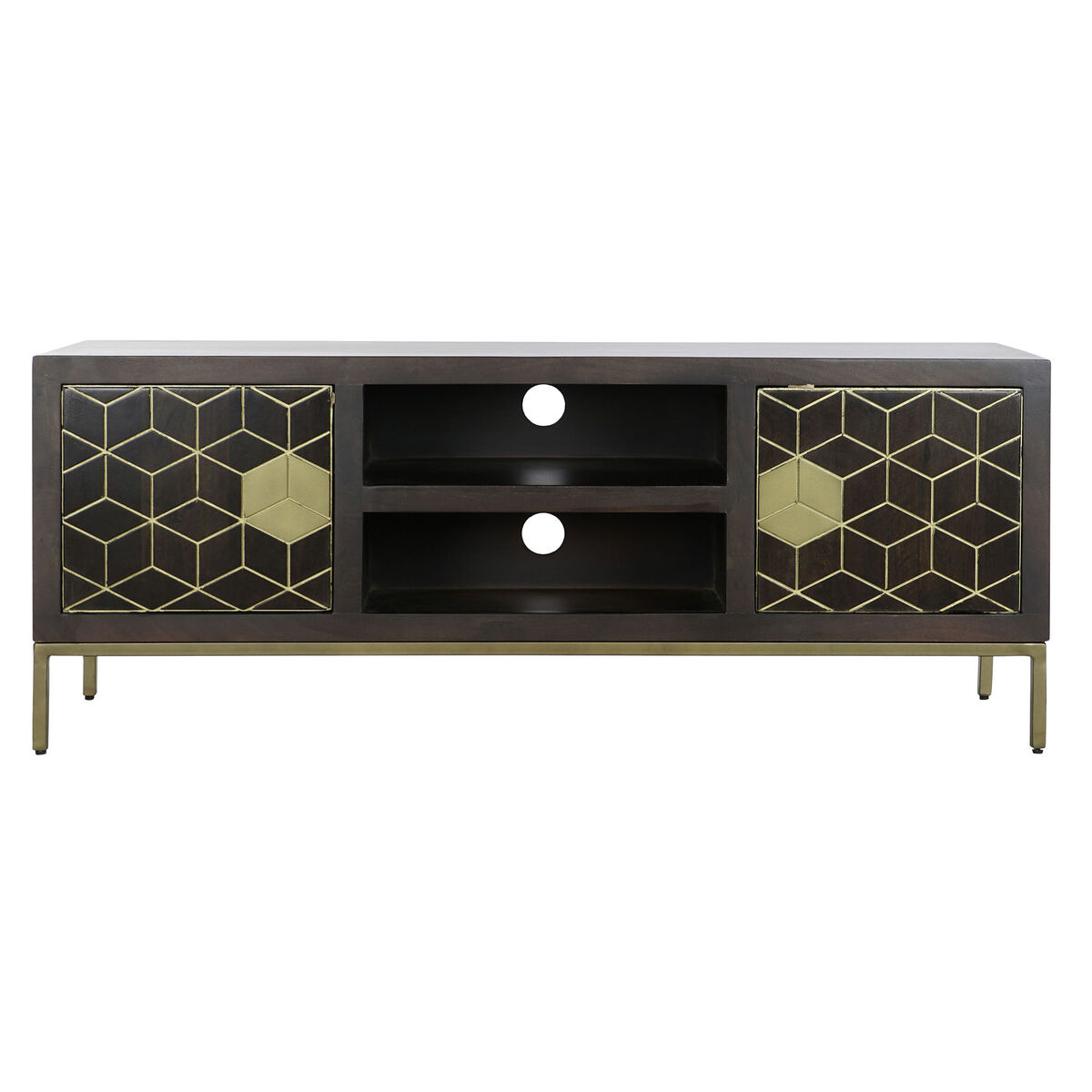 TV-möbler DKD Home Decor 140 x 40 x 55 cm Svart Metall Akaciaträ - 5