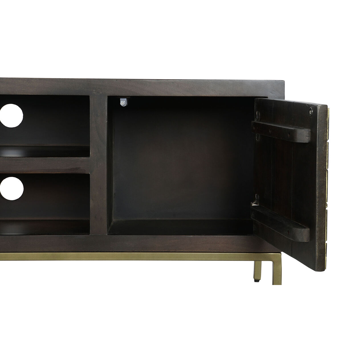 TV-möbler DKD Home Decor 140 x 40 x 55 cm Svart Metall Akaciaträ - 3
