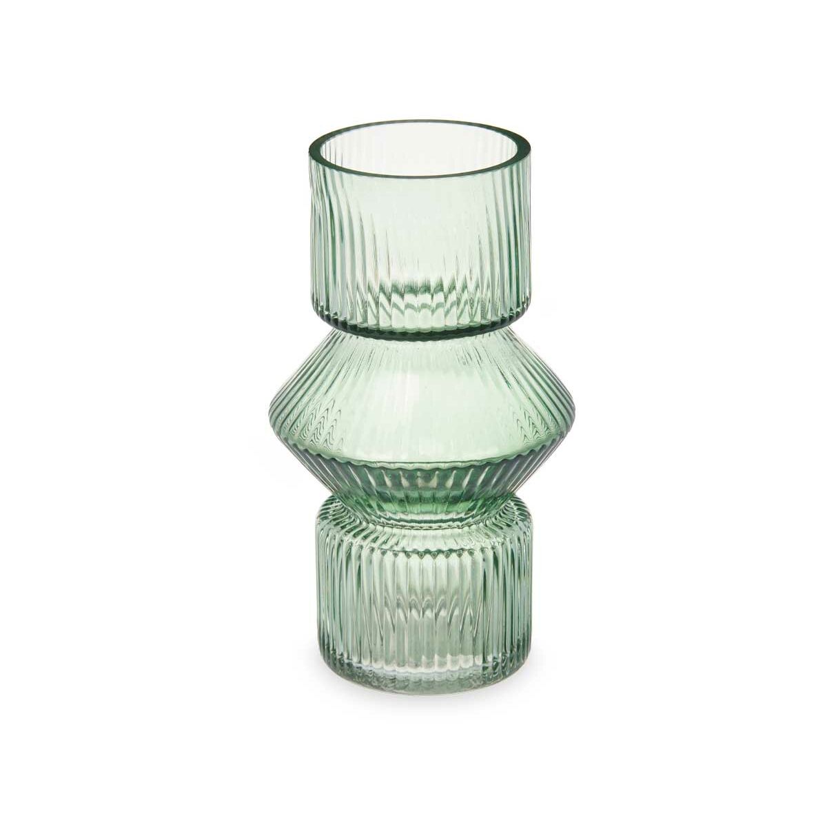 Vas Gift Decor Grön Glas Ränder 9,5 x 16,5 x 9,5 cm 10,5 x 17,5 x 10,5 cm (8 antal) - 3