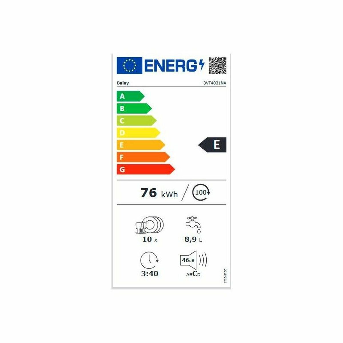Diskmaskin Balay 3VT4031NA 45 cm Integrerbar - 4